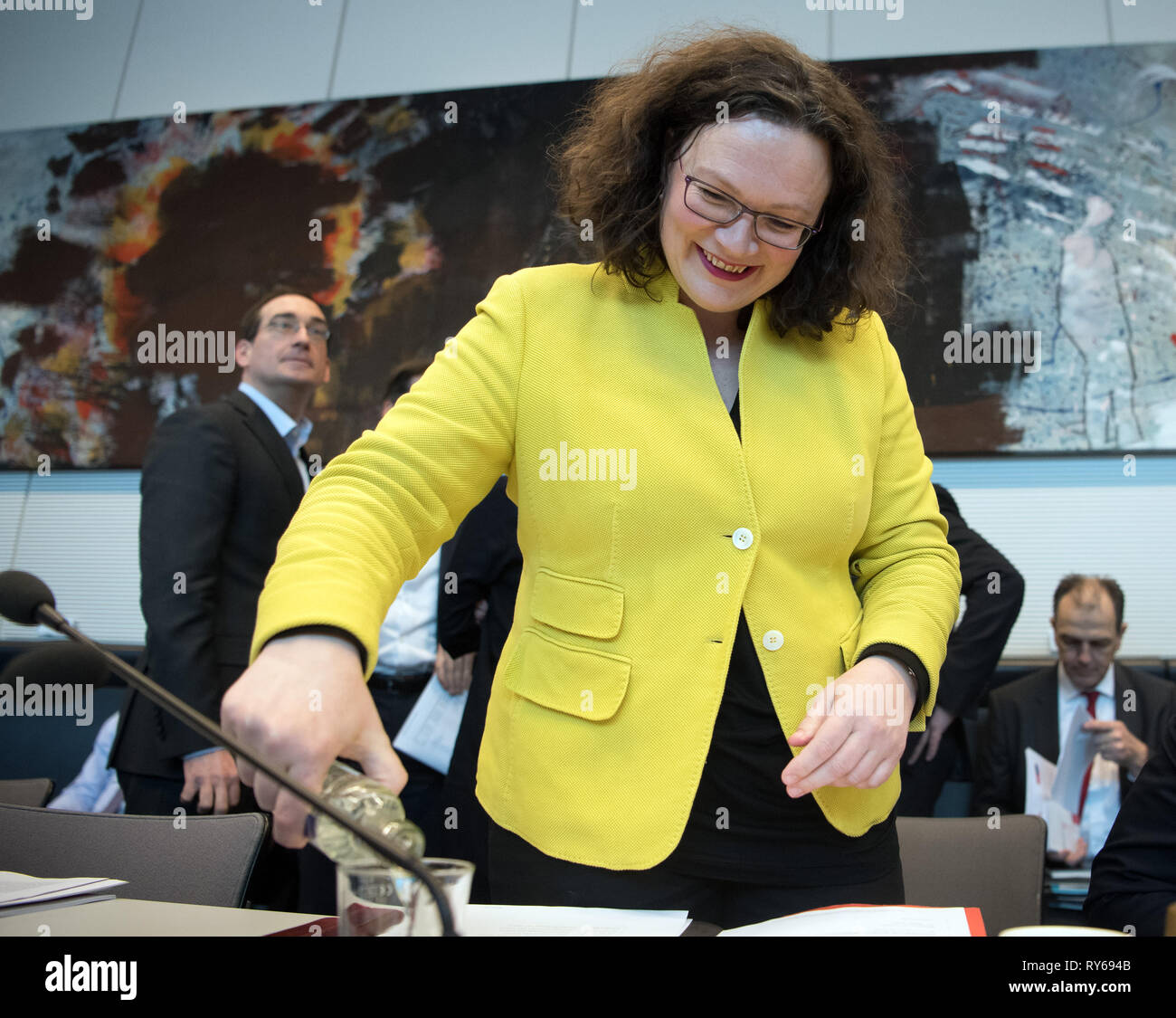 Berlin, Germany. 12th Mar, 2019. Andrea Nahles, leader of the SPD and ...