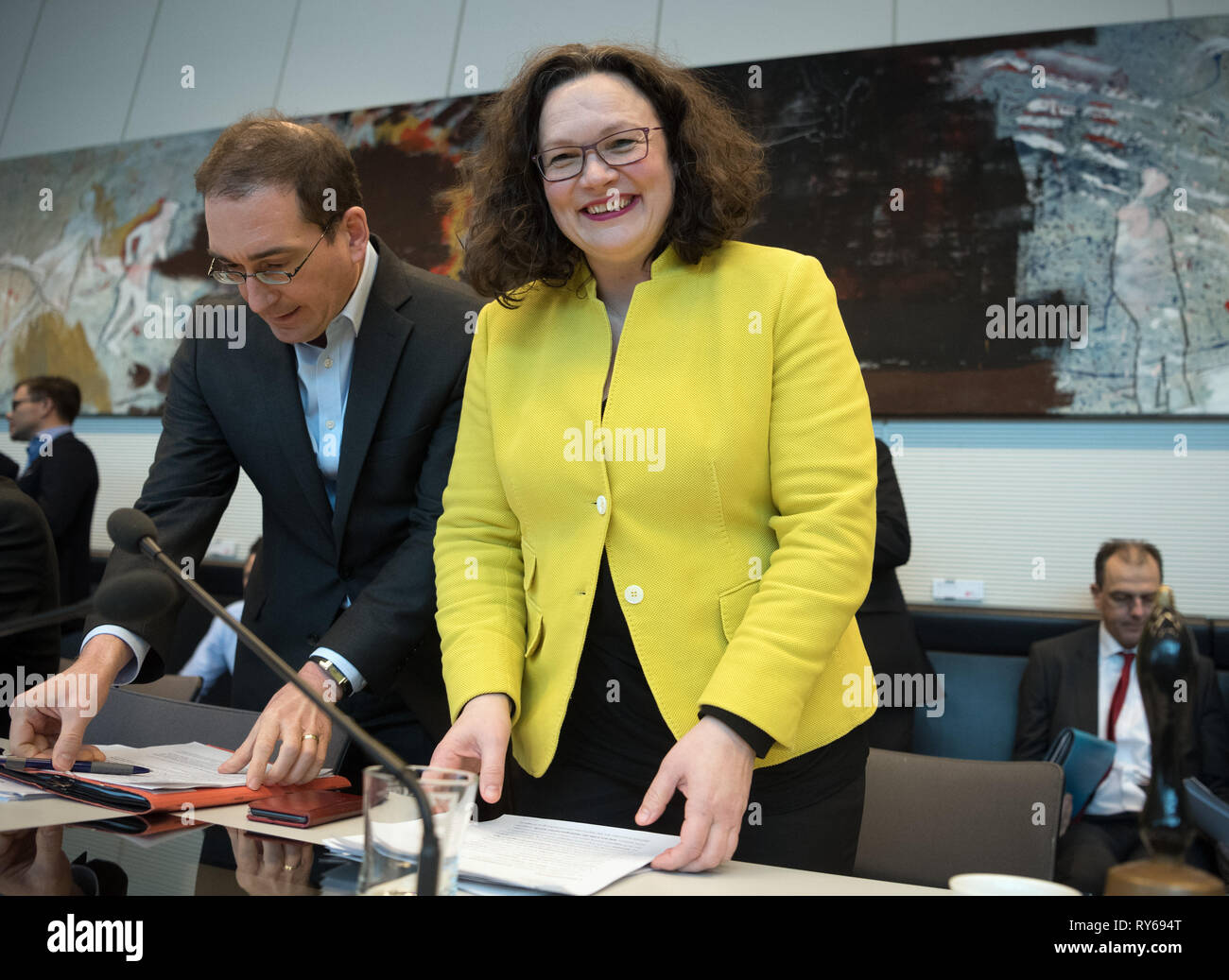 Berlin, Germany. 12th Mar, 2019. Andrea Nahles, leader of the SPD and ...