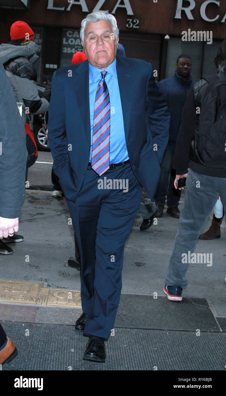 New York, NY, USA. 12th Mar, 2019. Jay Leno seen leaving NBC's Today Show after promoting the new season of Jay Leno's Garage on March 12, 2019 in New York City. Credit: Rw/Media Punch/Alamy Live News Stock Photo