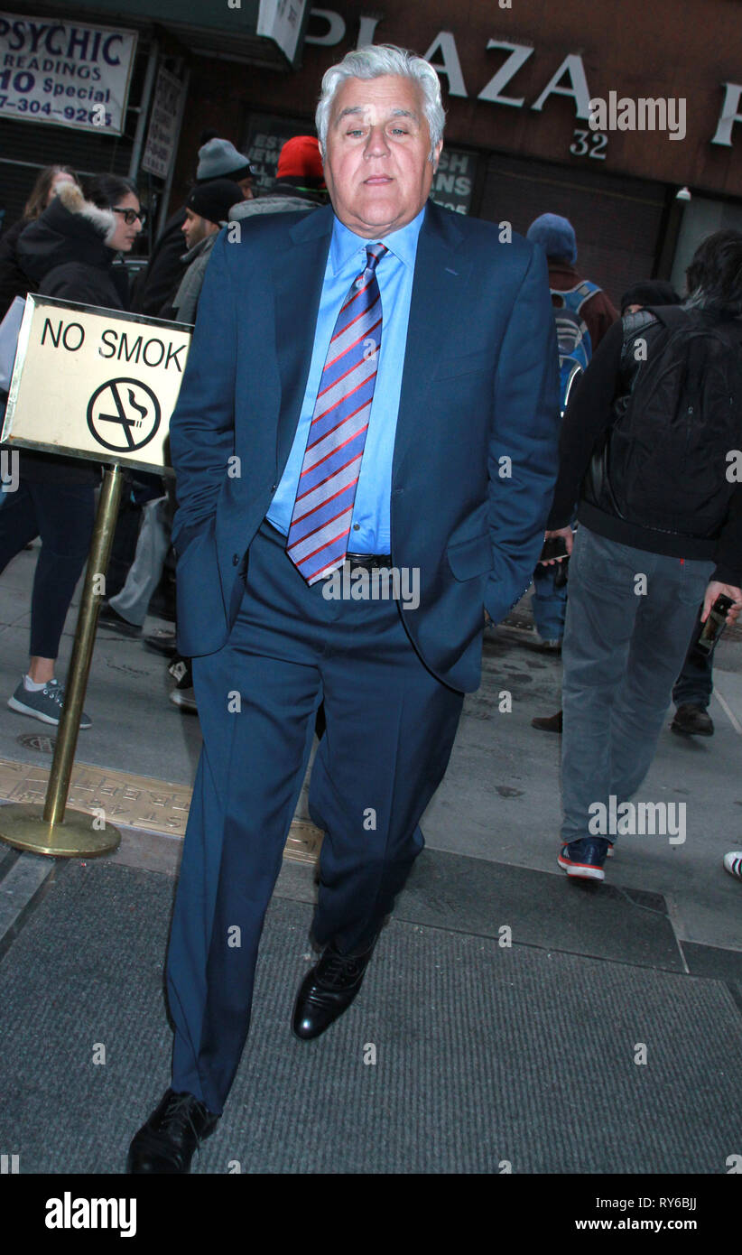 New York, NY, USA. 12th Mar, 2019. Jay Leno seen leaving NBC's Today Show after promoting the new season of Jay Leno's Garage on March 12, 2019 in New York City. Credit: Rw/Media Punch/Alamy Live News Stock Photo