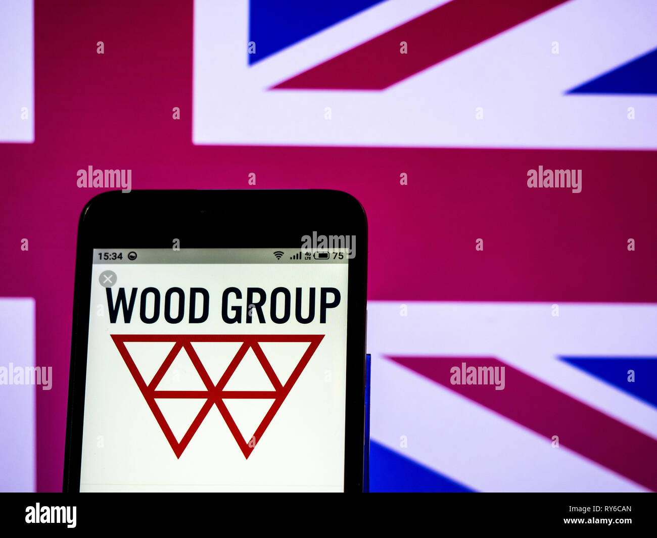 Ukraine. 12th Mar, 2019. John Wood Group plc company logo seen displayed on  a smart phone. Credit: Igor Golovniov/SOPA Images/ZUMA Wire/Alamy Live News  Stock Photo - Alamy
