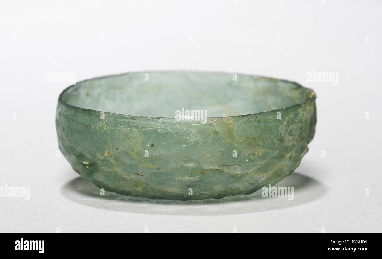 Bowl (Maigelein), 1400s. Germany, 15th century. Green glass; diameter: 9.9 cm (3 7/8 in Stock Photo
