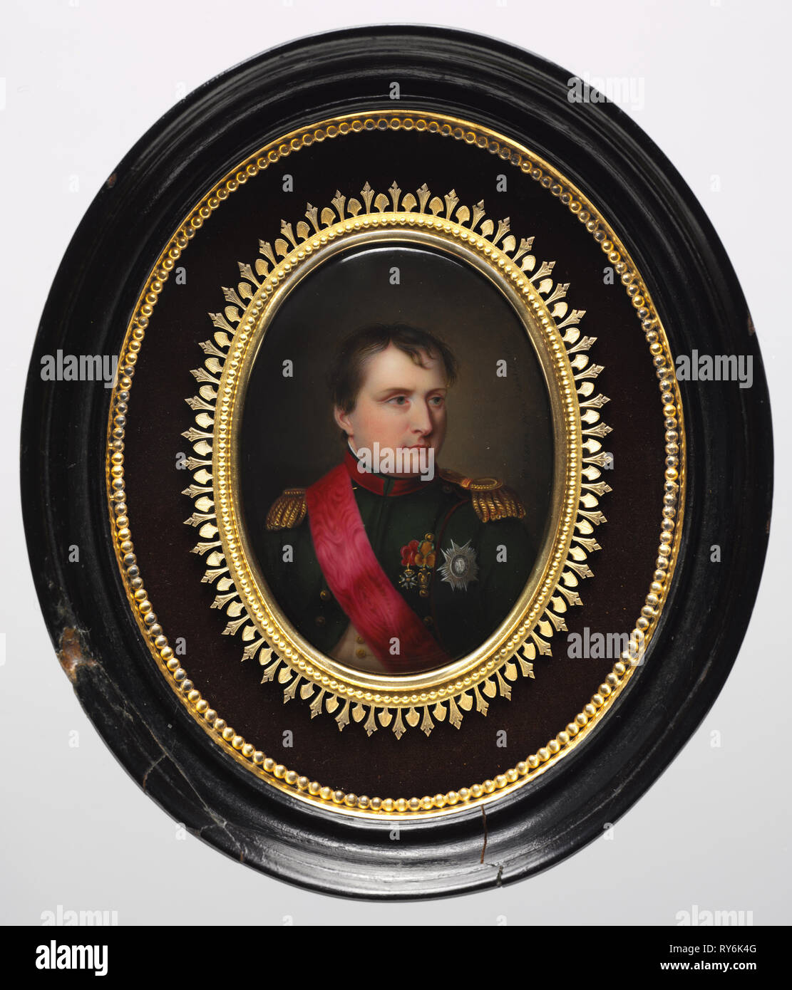 Portrait of Napoleon I, Emperor of the French, 1841. William Essex (British, 1784-1869). Enamel on copper, gilt metal and plush mount in a turned wood frame; framed: 13.5 x 11.5 cm (5 5/16 x 4 1/2 in.); unframed: 6.6 x 5 cm (2 5/8 x 1 15/16 in Stock Photo