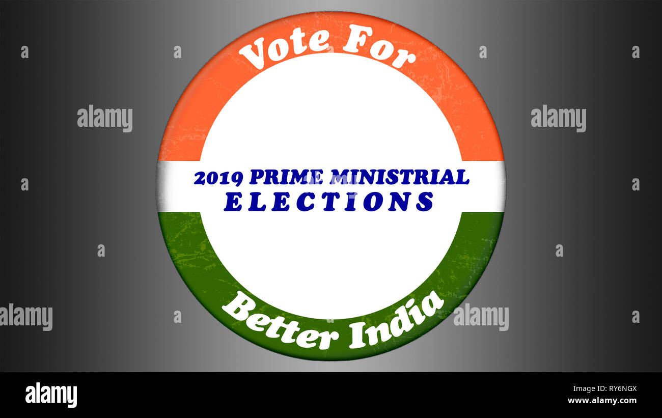 Concept of Vote for Better India in button badge for 2019 Indian general elections Stock Photo