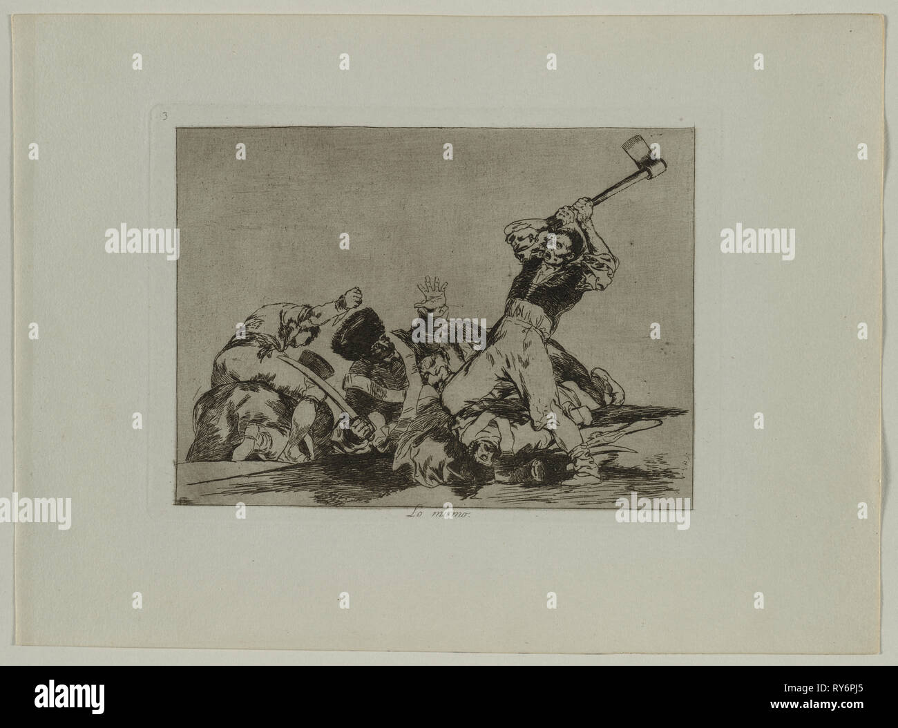 Disasters of War: Pl., 3, The Same (Thing) , 1810-1813. Francisco de Goya (Spanish, 1746-1828), Real Academia. Etching and aquatint ; sheet: 24.4 x 33.3 cm (9 5/8 x 13 1/8 in.); platemark: 15.8 x 22.9 cm (6 1/4 x 9 in.); to borderline: 14.6 x 19.8 cm (5 3/4 x 7 13/16 in Stock Photo