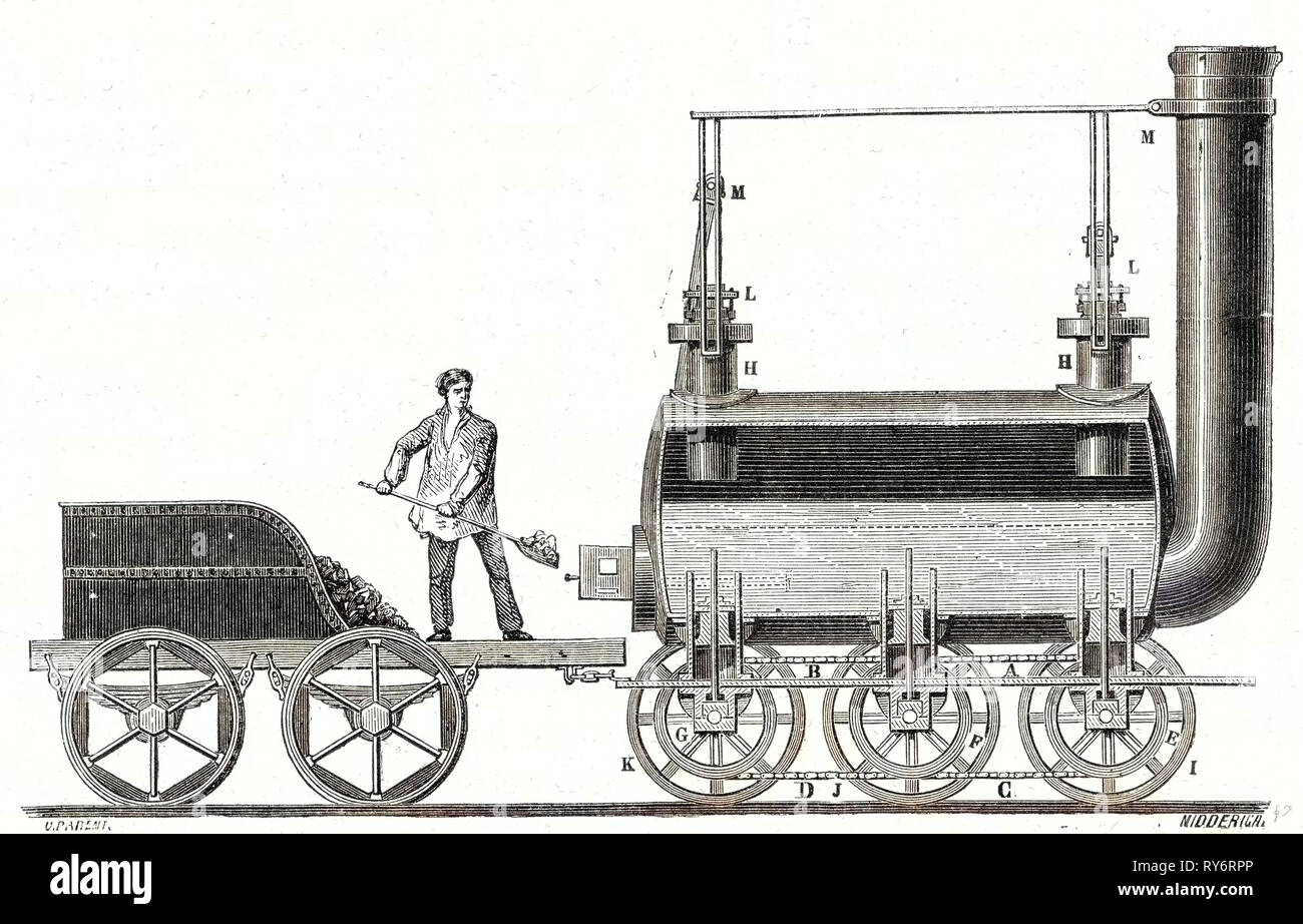 Stephenson's Endless Chain Locomotive Stock Photo
