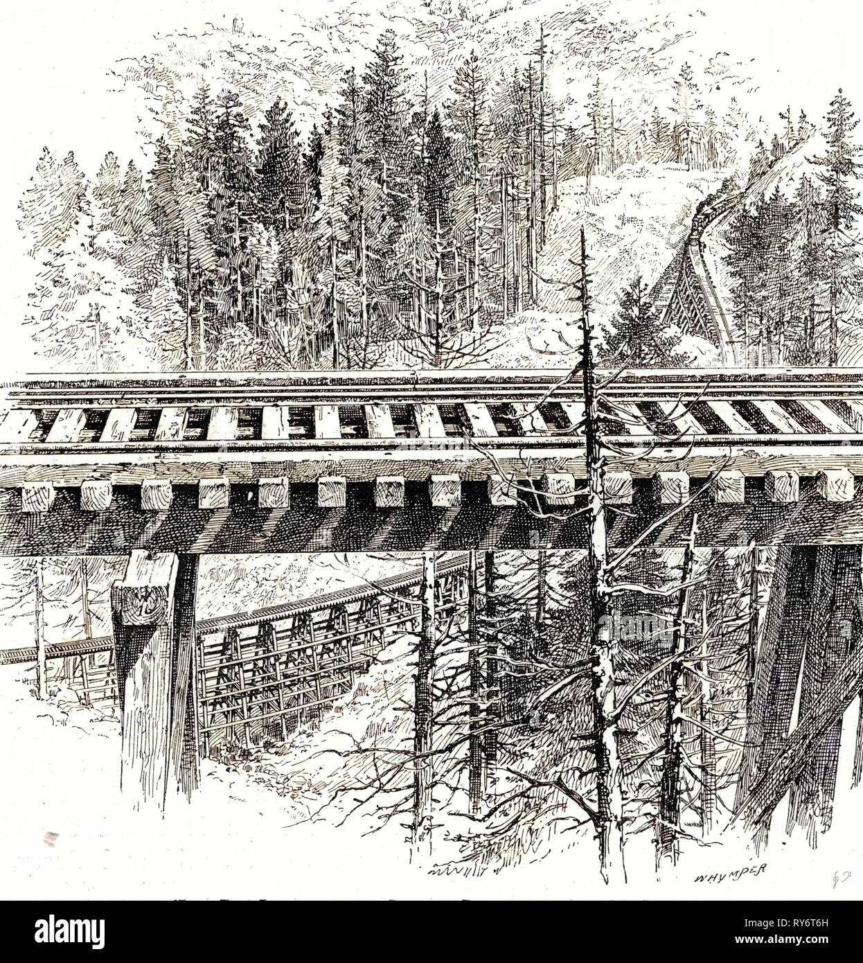 The Big Loop on the Shasta Railway Near Mccloud 1891 USA Stock Photo