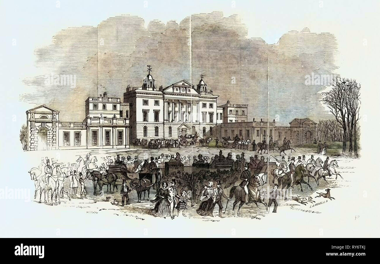 Badminton House, and the Lawn, on Saturday Morning, Feb. 1. 1845 Stock Photo