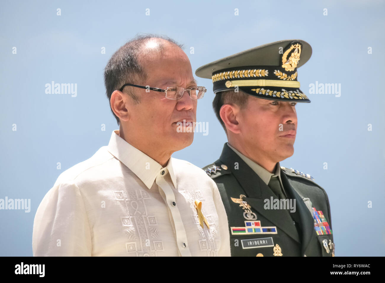 Benigno Aquino III, the 15th President of the Philippines, at memorial commemorating the fall of Bataan - Mount Samat, Philippines Stock Photo