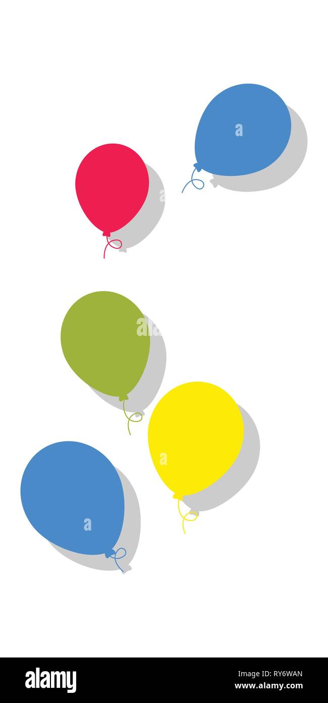 Flying balloons in cartoon flat style isolated on white background ...