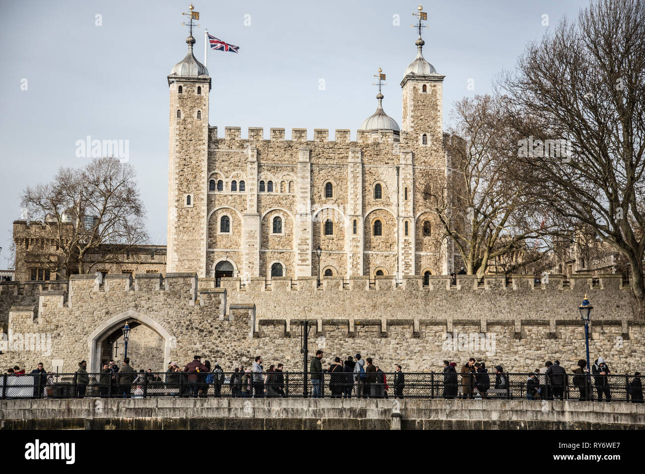 Tower of London, officially Her Majesty's Royal Palace  and Fortress, the historic estate home to the Crown Jewels, London, England, UK Stock Photo