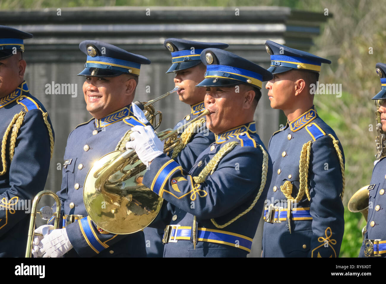 Brass Military Marching Band - Capas Shrine, Tarlac, Philippines Stock Photo