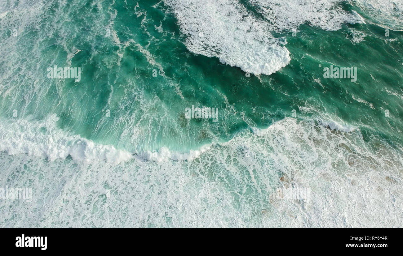 Aerial view of stormy ocean with waves. Drone photo Stock Photo - Alamy