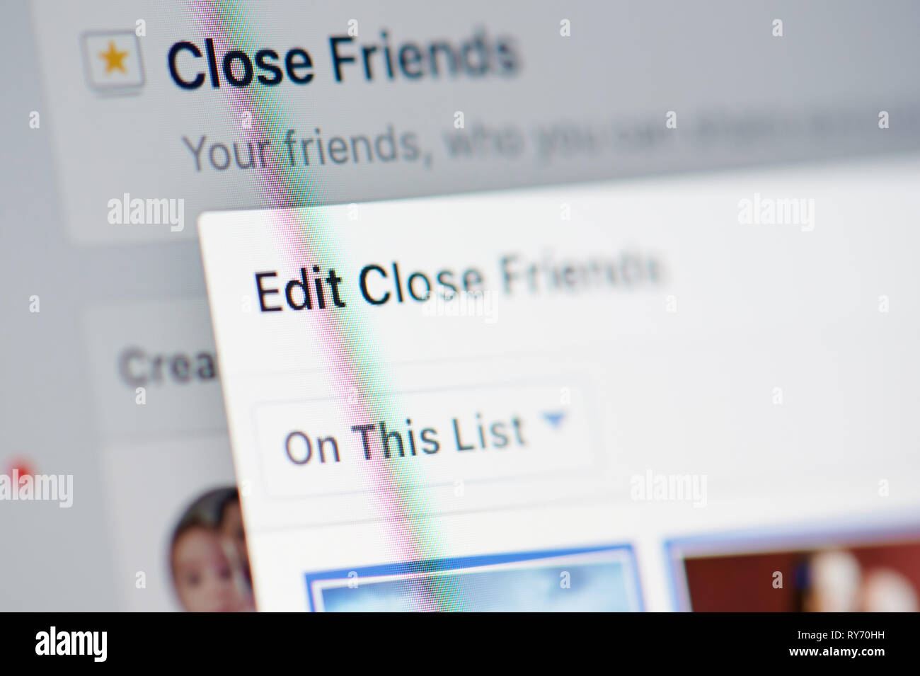 New york, USA march 11, 2019 Editing Close friends list in facebook