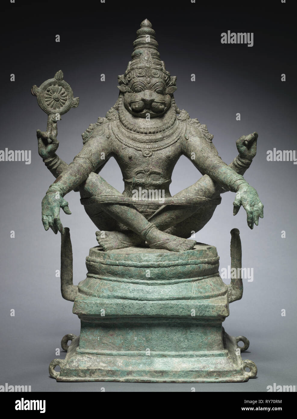 Yoga Narashimha Vishnu In His Man Lion Avatar C 1250 South India Late Chola Period 900