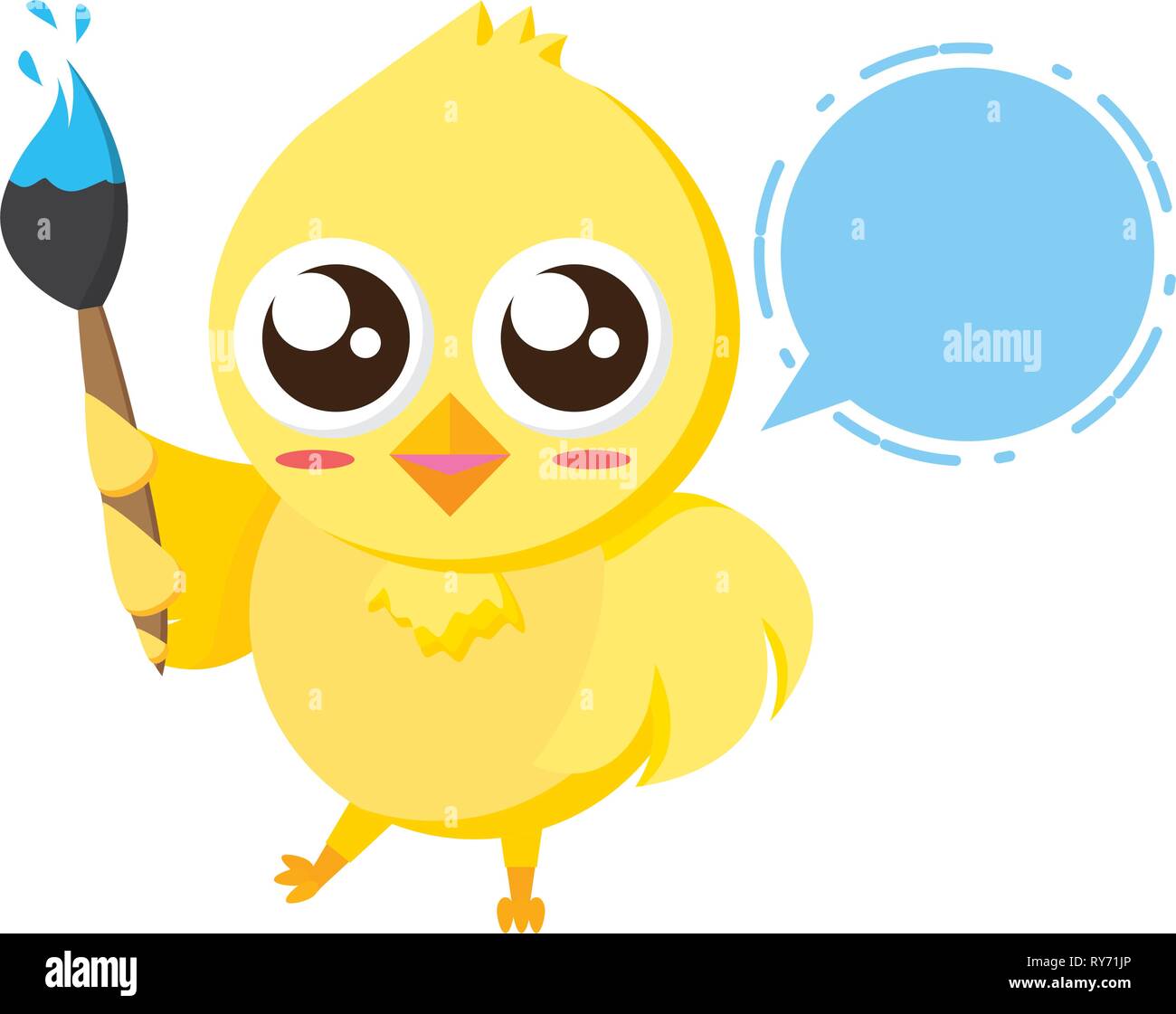 cute chick with brush Stock Vector
