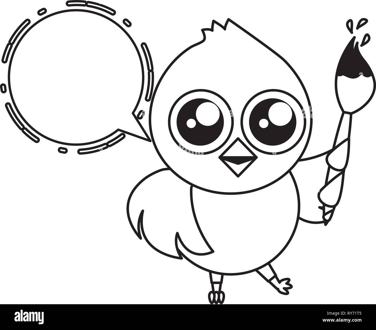 cute chick with brush Stock Vector