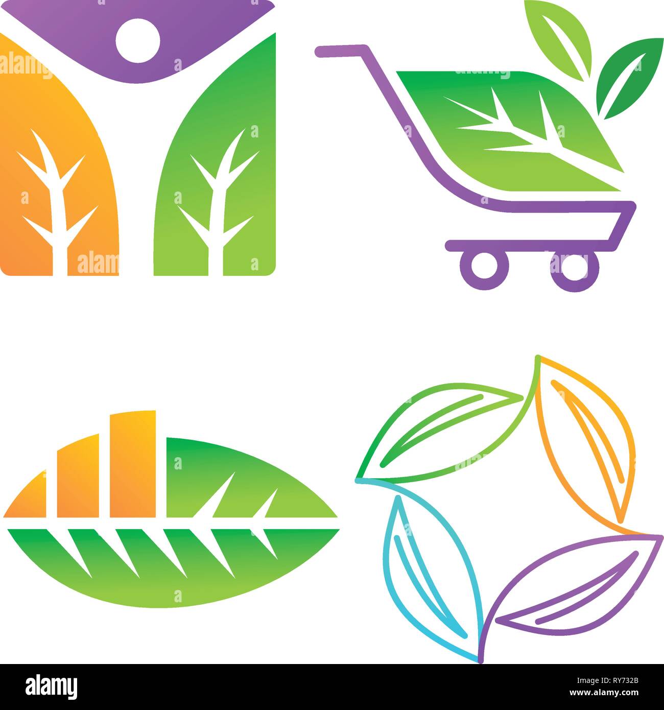 Leaf Logo Design Vector Template Set Stock Vector Image & Art - Alamy