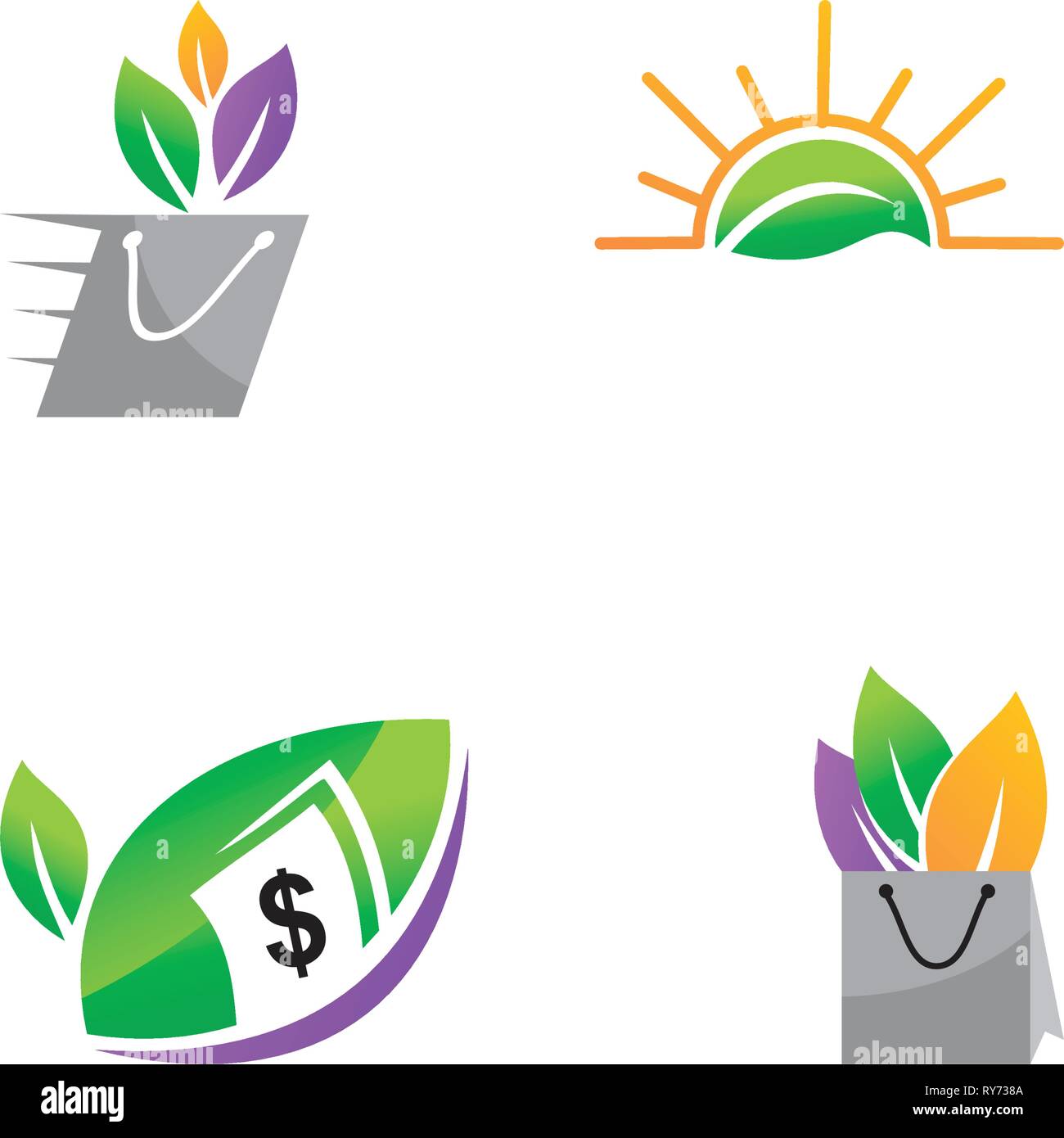 Leaf Logo Design Vector Template Set Stock Vector Image & Art - Alamy