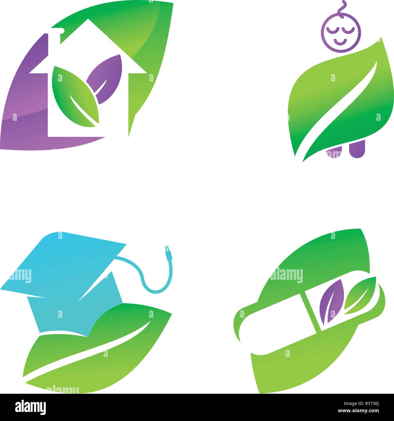 Leaf Logo Design Vector Template Set Stock Vector Image & Art - Alamy