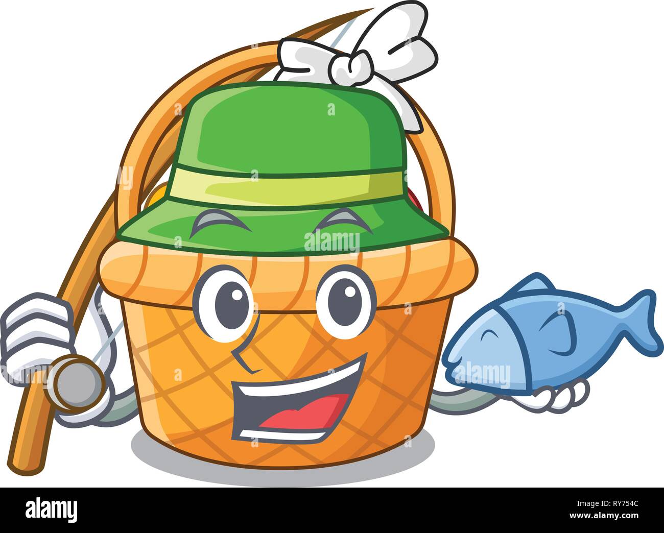 Fishing easter basket miniature the shape mascot Stock Vector Image