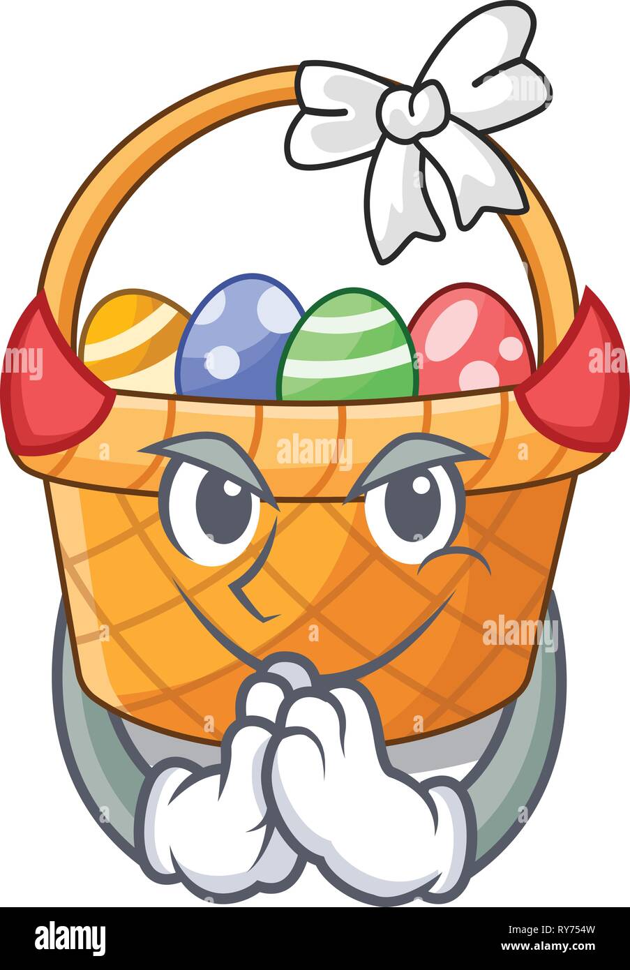 Devil easter basket miniature the shape mascot Stock Vector