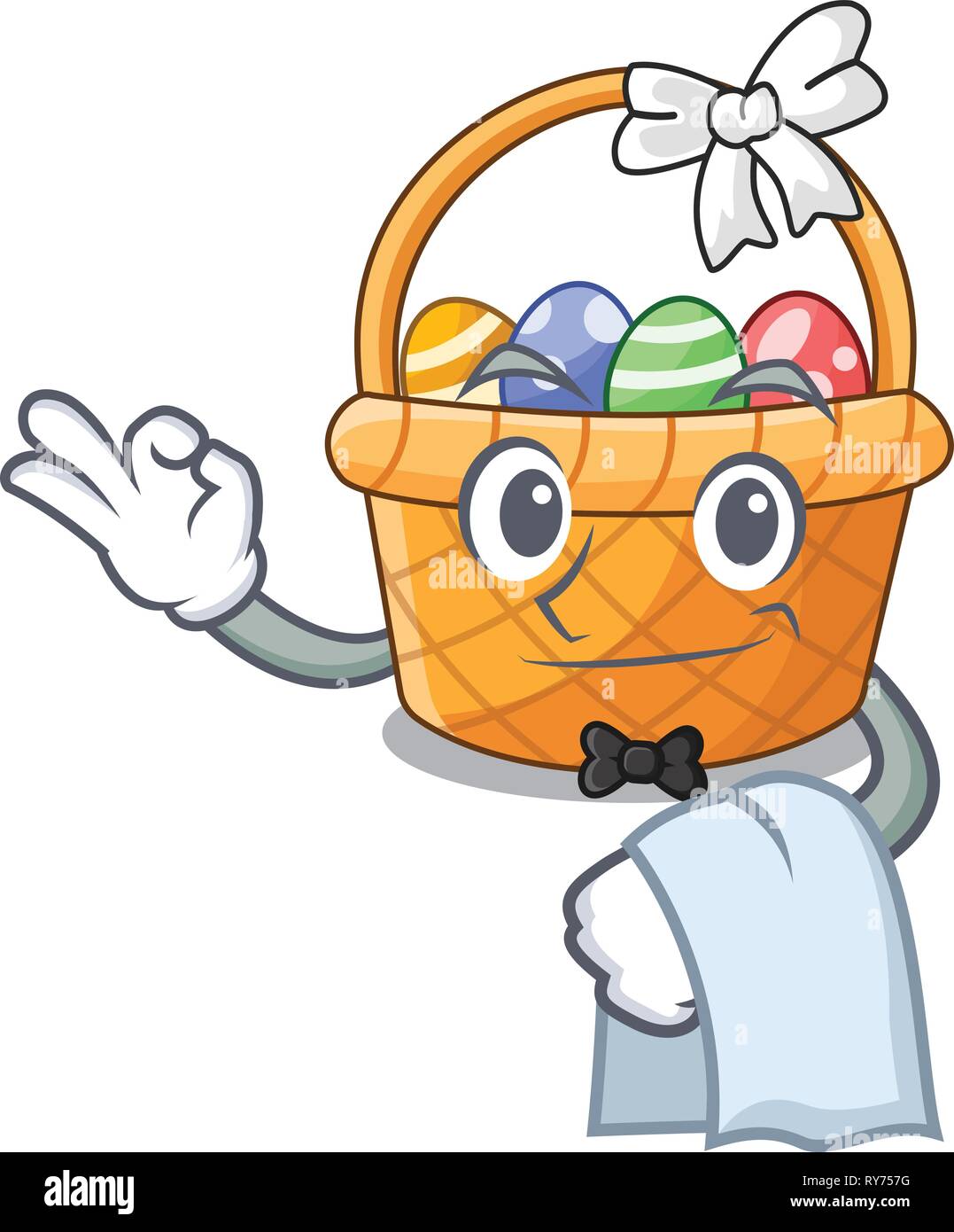 Waiter easter basket miniature the shape mascot Stock Vector