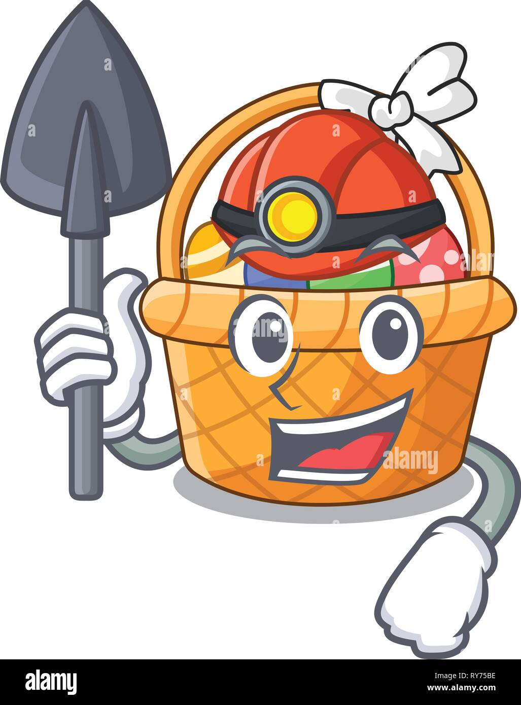 Miner easter basket miniature the shape mascot Stock Vector