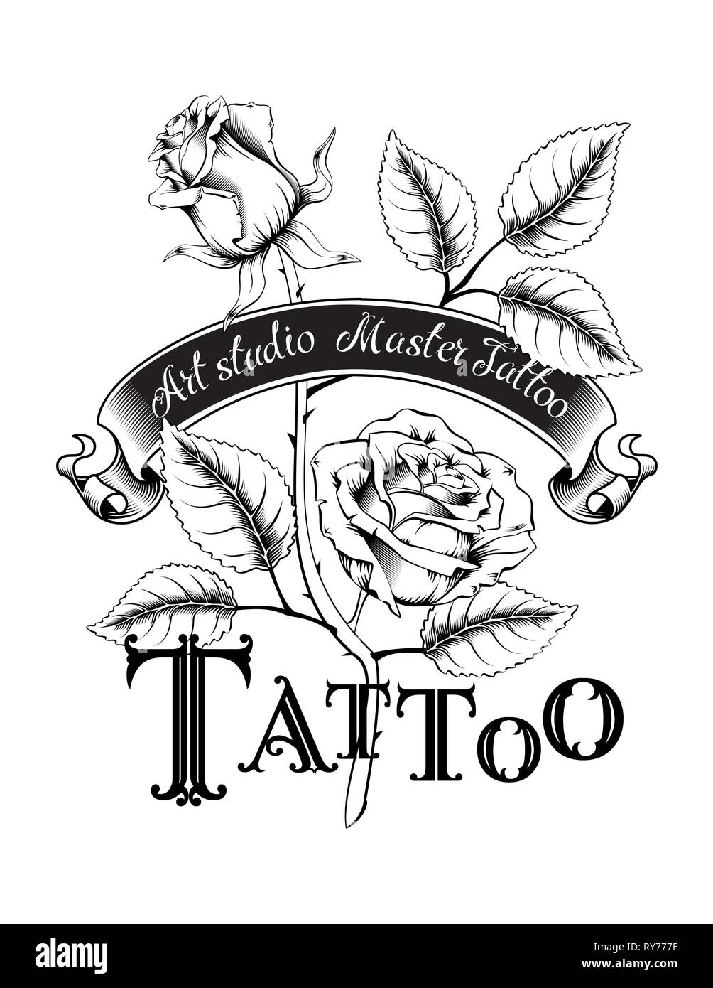Image of tattoo studio logo Royalty Free Vector Image