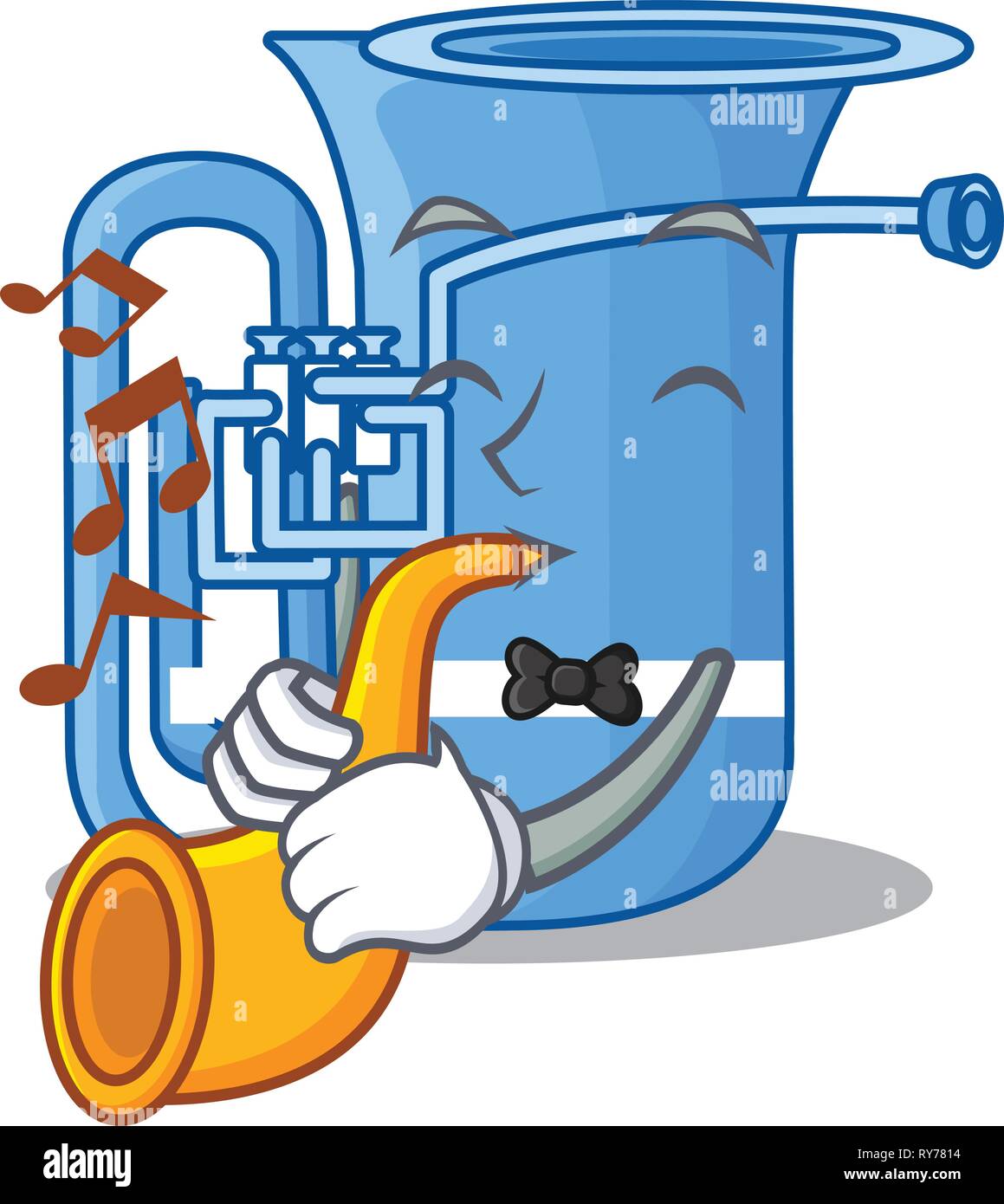With Trumpet Tuba In The Shape Funny Cartoon Stock Vector Image Art Alamy