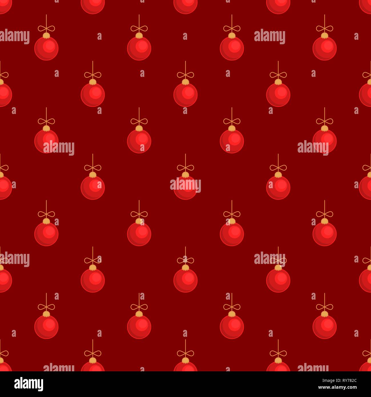 Merry Christmas tree toy ball red seamless pattern Stock Vector