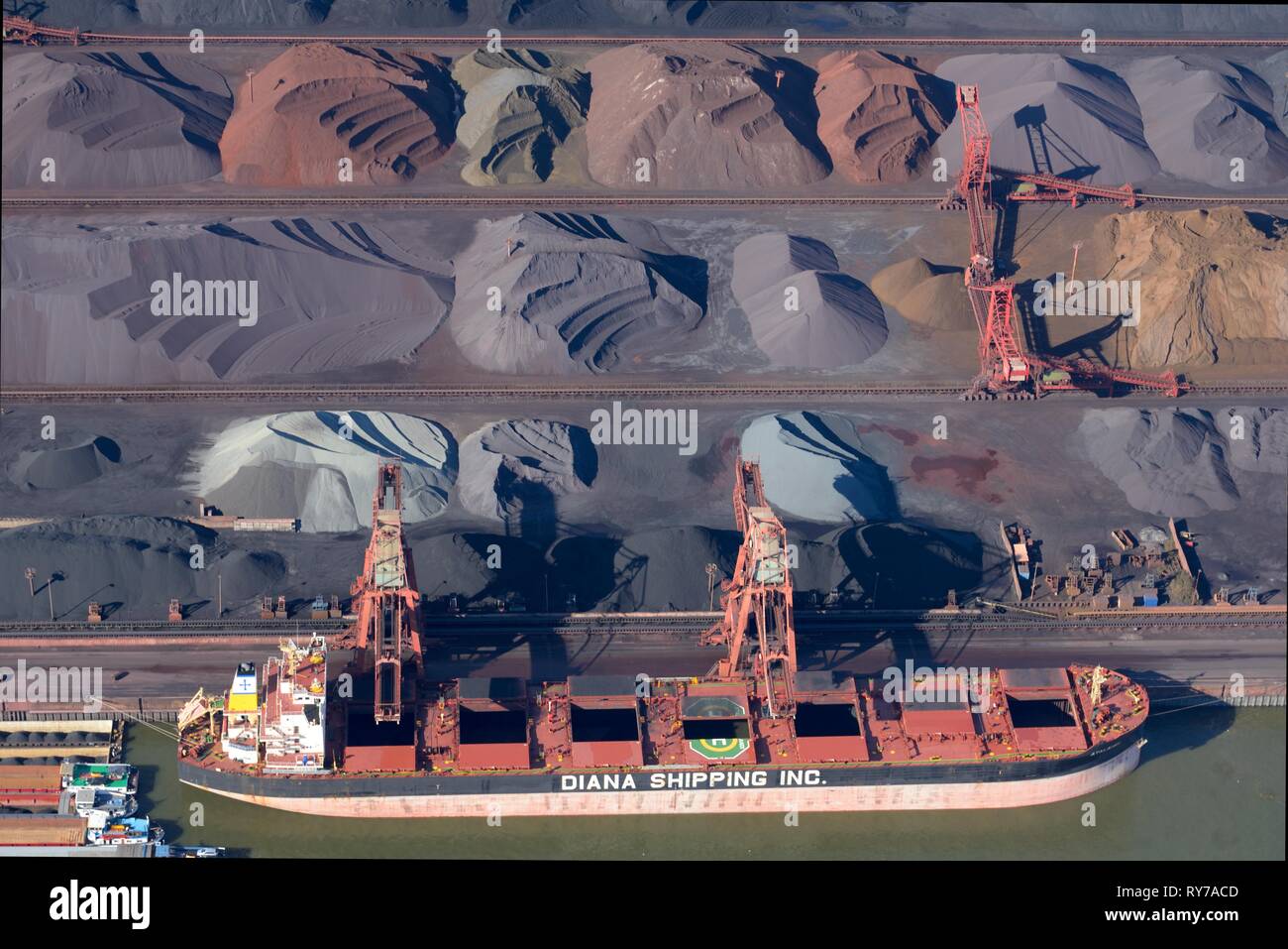 Cargo ship at the coal port Hansaport, Hamburg, Germany Stock Photo