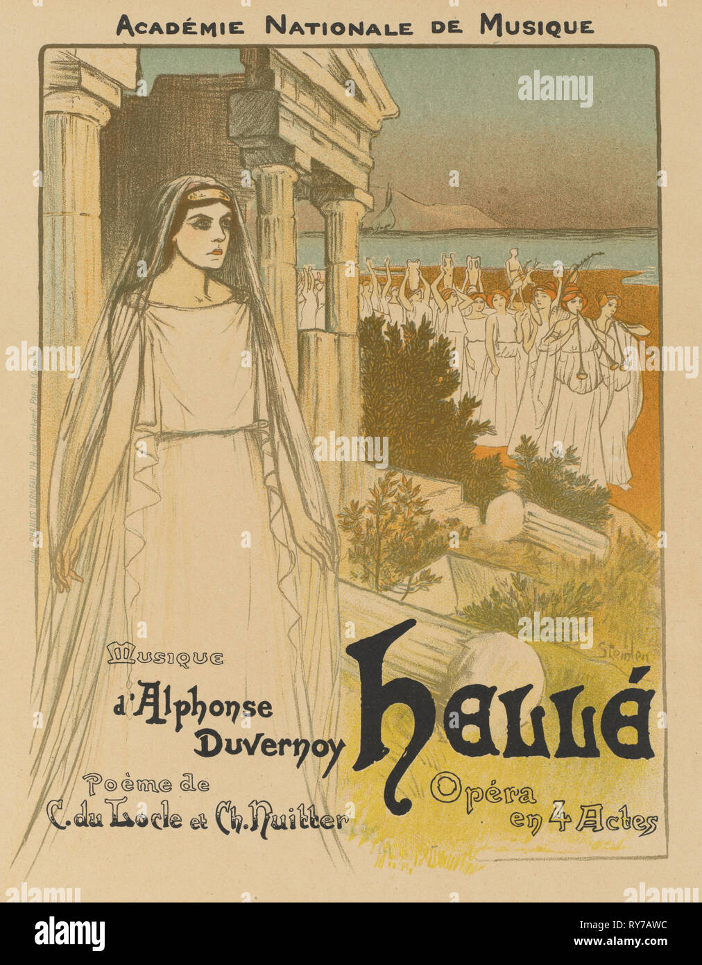 Hellé, 1896. Théophile Alexandre Steinlen (Swiss, 1859-1923). Color lithograph; sheet: 39.9 x 28.5 cm (15 11/16 x 11 1/4 in.); image: 26.9 x 20.3 cm (10 9/16 x 8 in Stock Photo