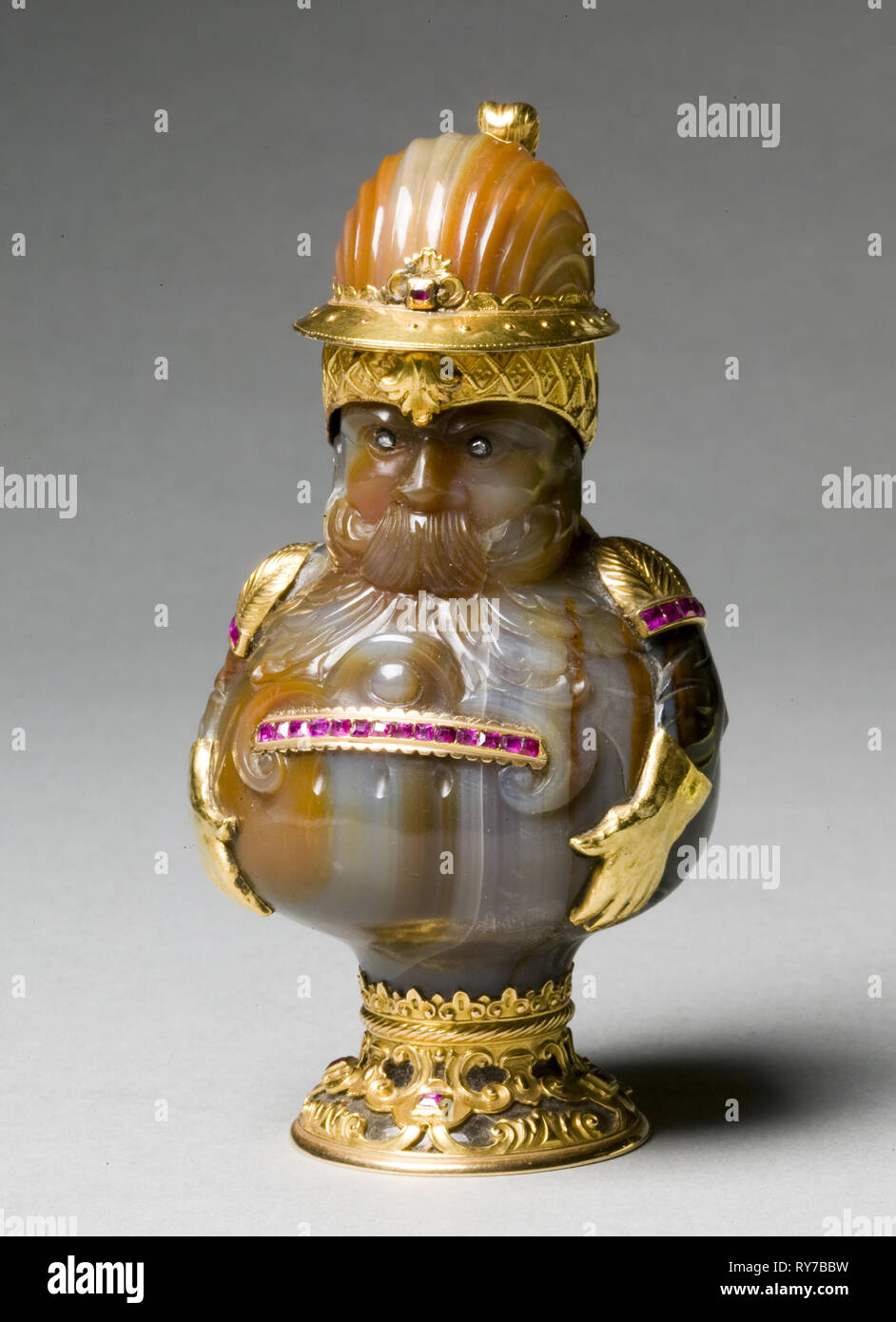 Military Figure, mid 1700s. Germany, mid 18th century. Hardstone ewer agate with diamonds Stock Photo