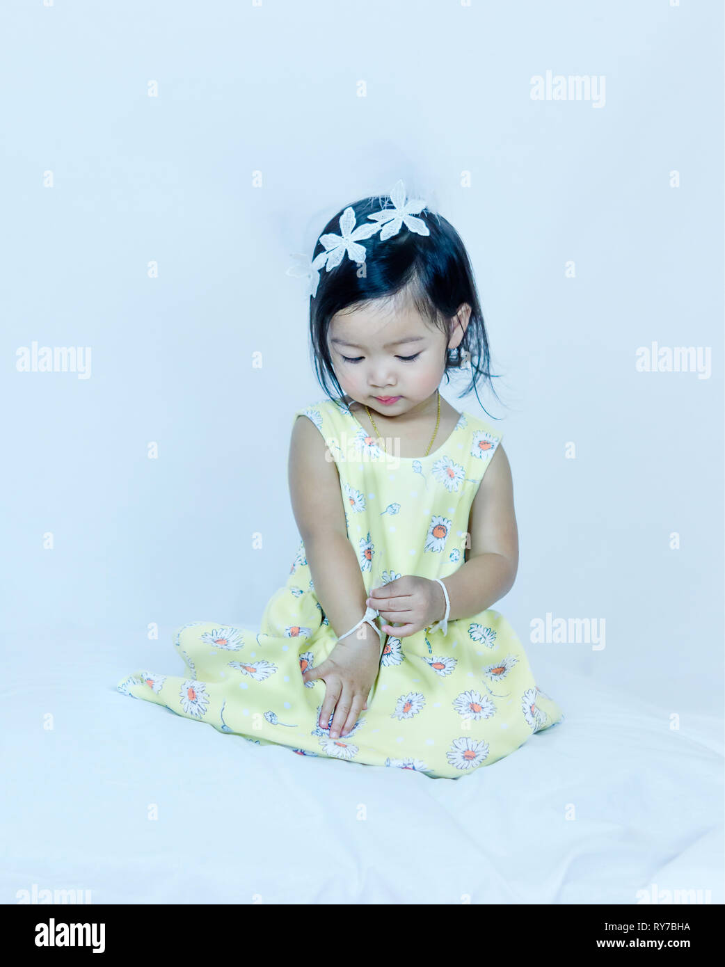 Portrait of cute asian little girl,  indoor shot Stock Photo