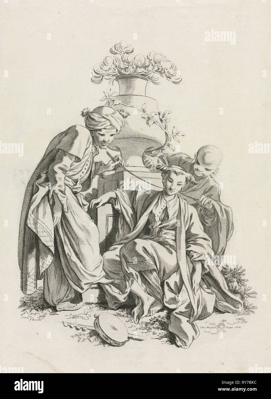 The Senses: Touch (after Boucher), 1700s. Gabriel Huquier (French, 1695-1772). Etching and engraving Stock Photo