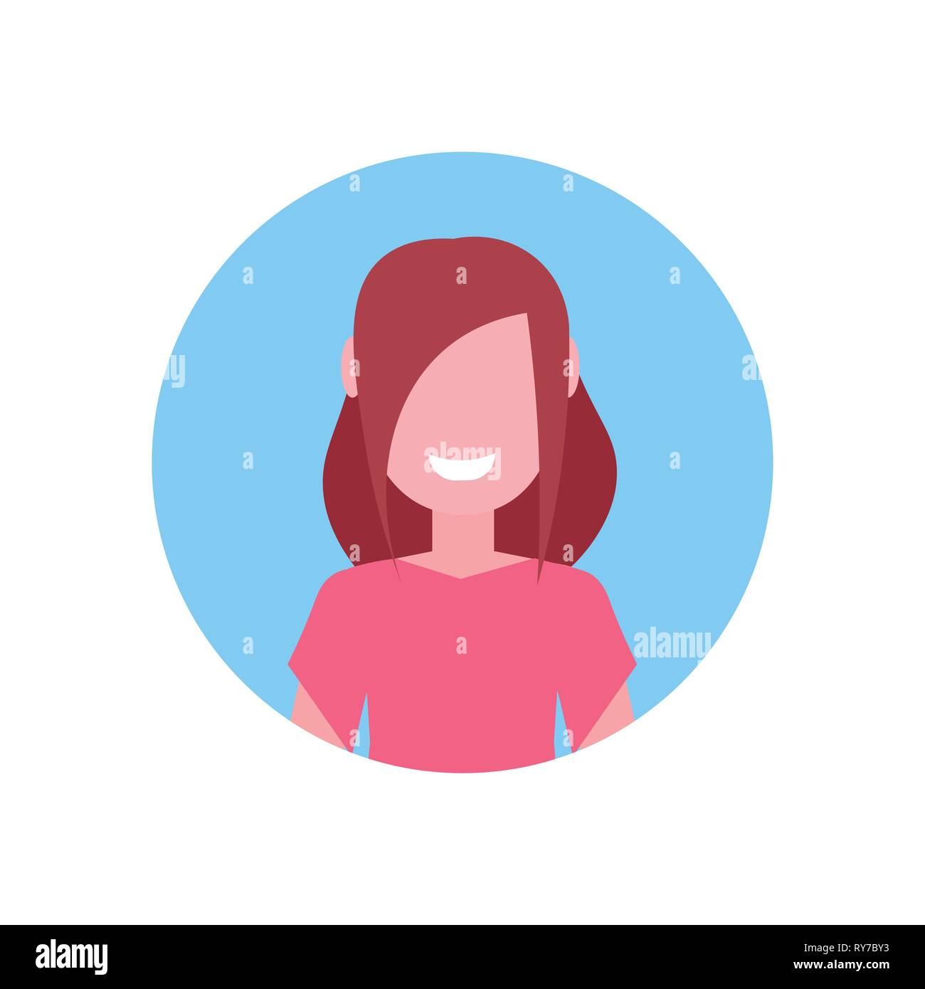 Happy Brown Hair Girl Face Avatar Little Child Female Cartoon