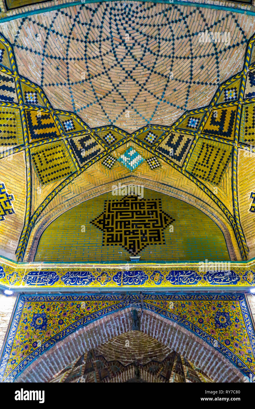 Tehran Grand Bazaar Shah Mosque Yellow Colored Tiles Ceiling and ...