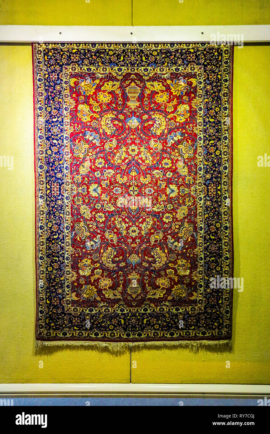 Tehran Carpet Museum Artistic Remarkable Amazing Old Persian Rugs Stock