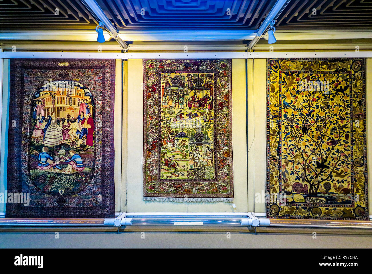 Tehran Carpet Museum Artistic Remarkable Amazing Old Persian Rugs Stock