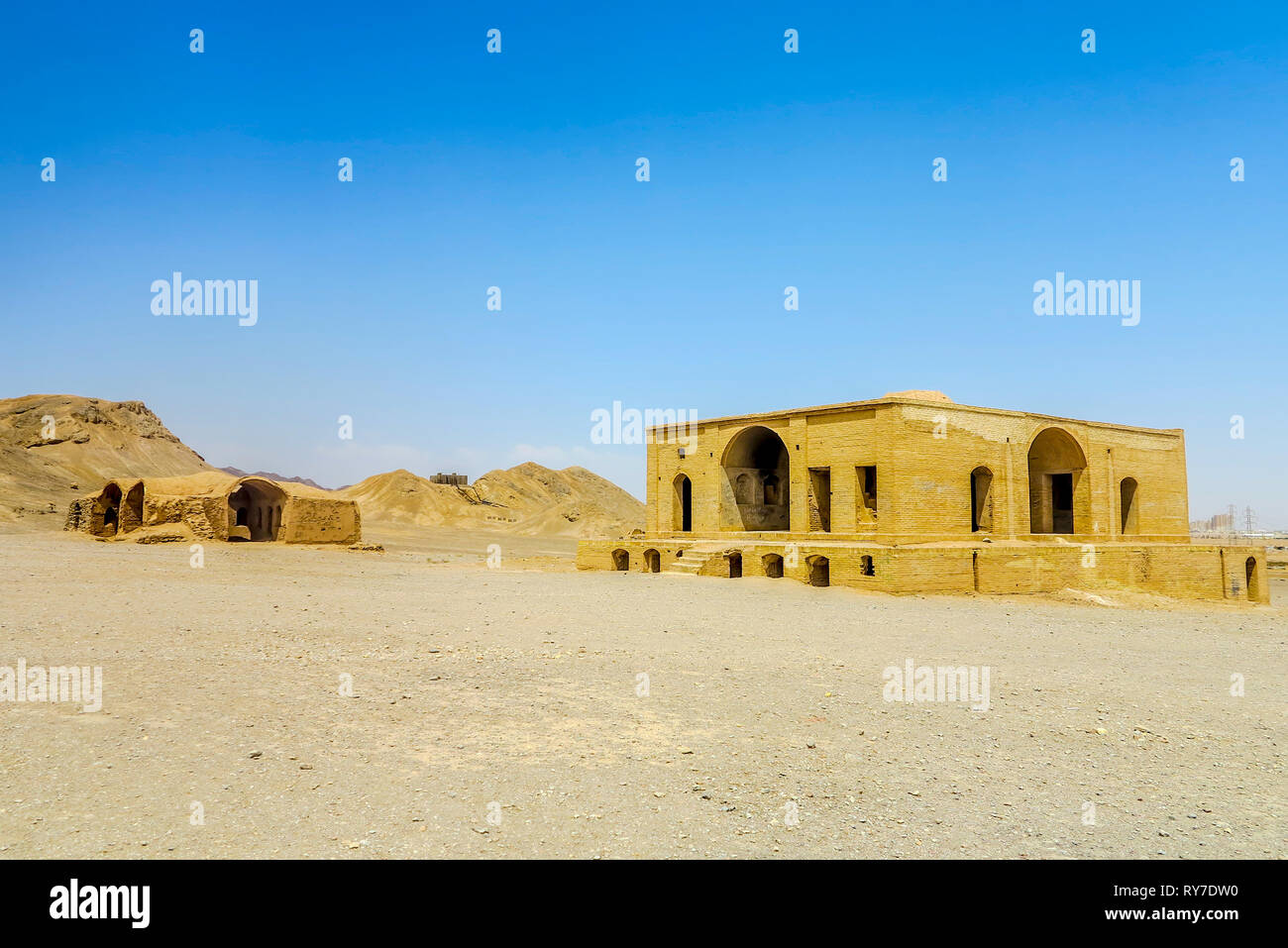 Yazd Zoroastrian Dakhmeh Tower of Silence Abandoned Buildings and Ruins Stock Photo