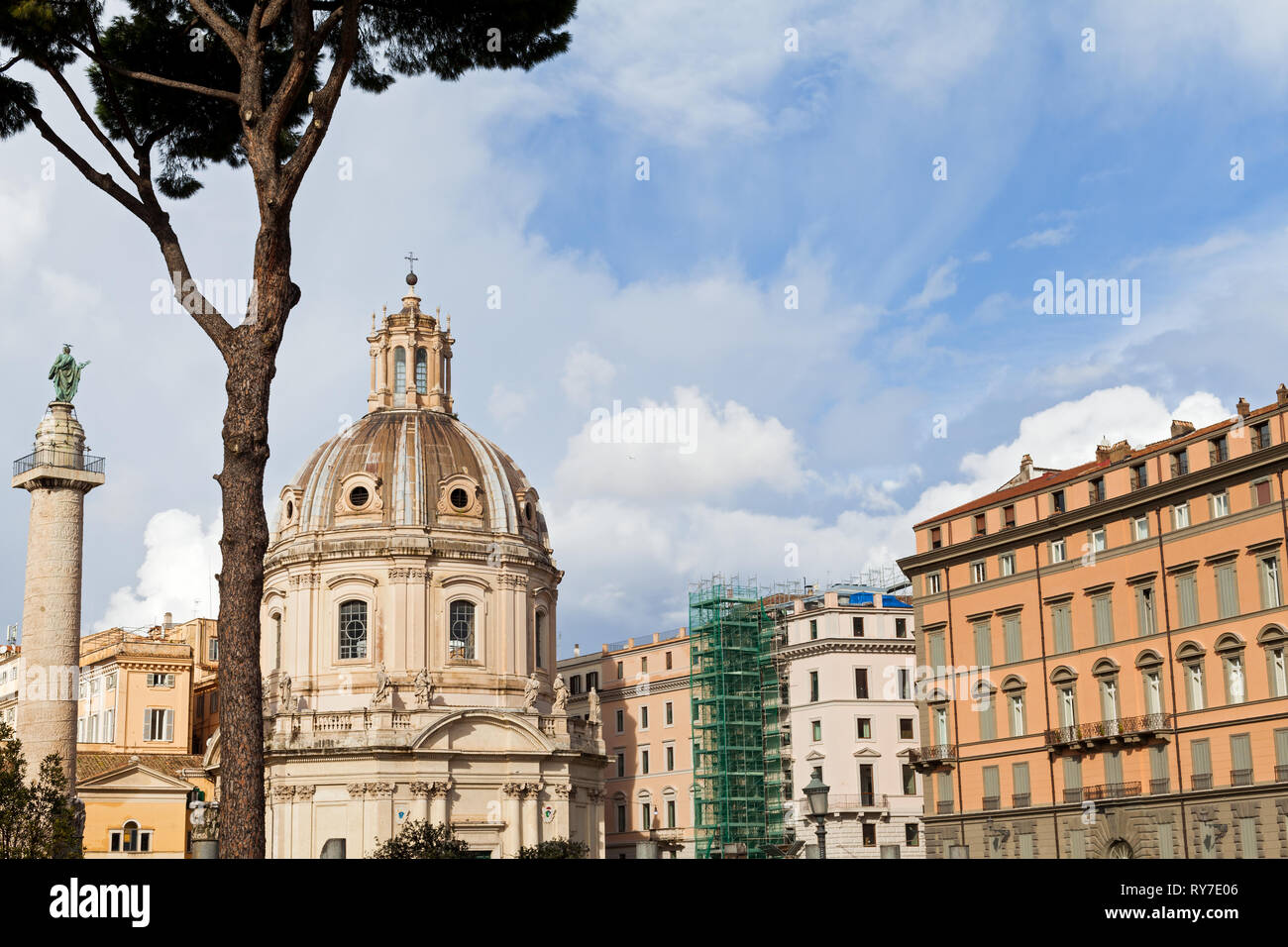 Scenic picture of beautiful historical building's facade against blue ...