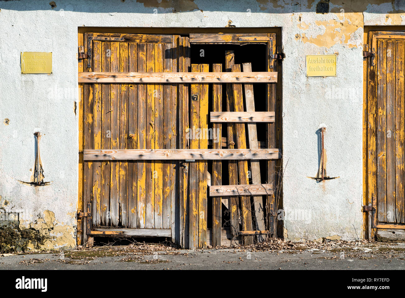 Old garage doors, Germany, Europe Stock Photo