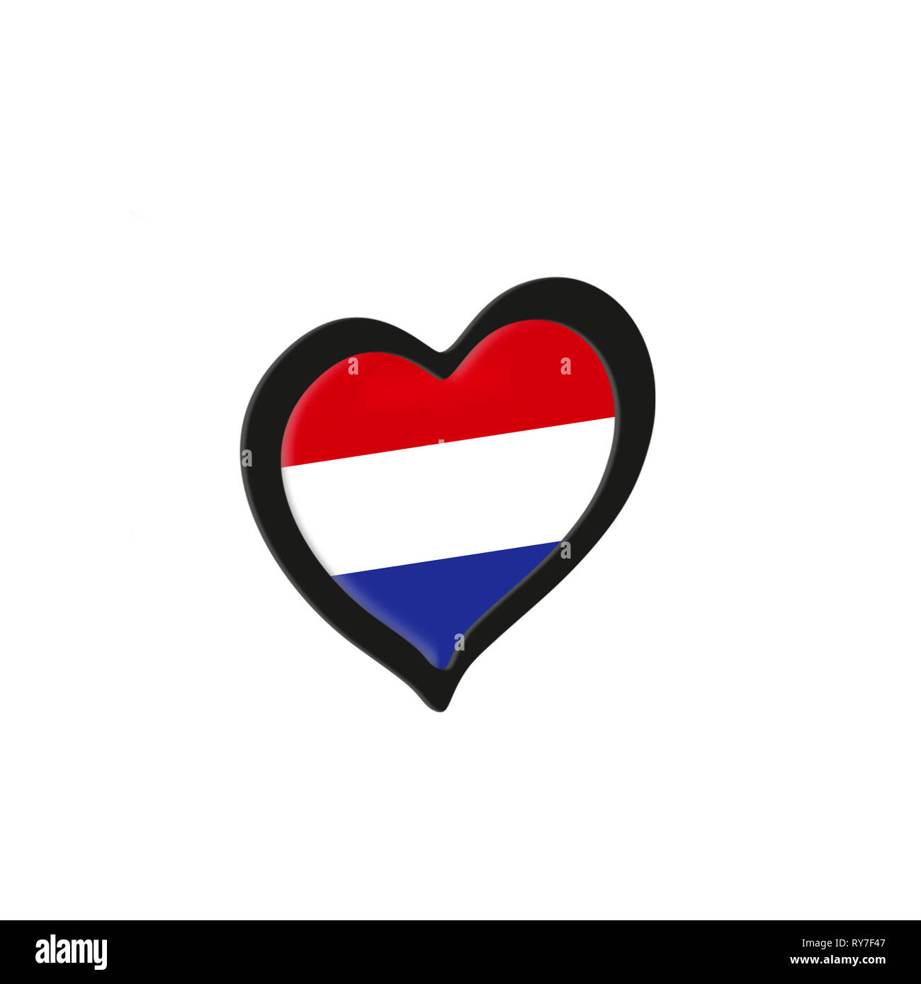 Netherlands Flag Inside Heart. Eurovision Song Contest concept on a white background. 3d Rendering Stock Photo