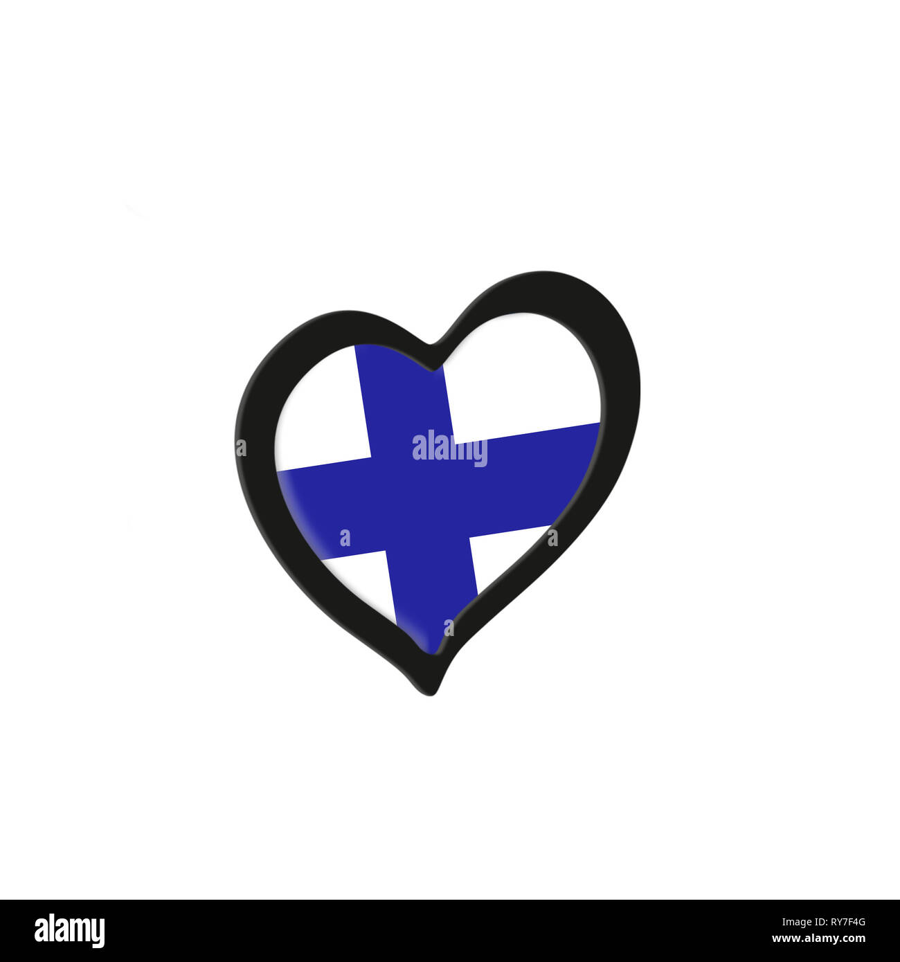 Finland Flag Inside Heart. Eurovision Song Contest concept on a white 