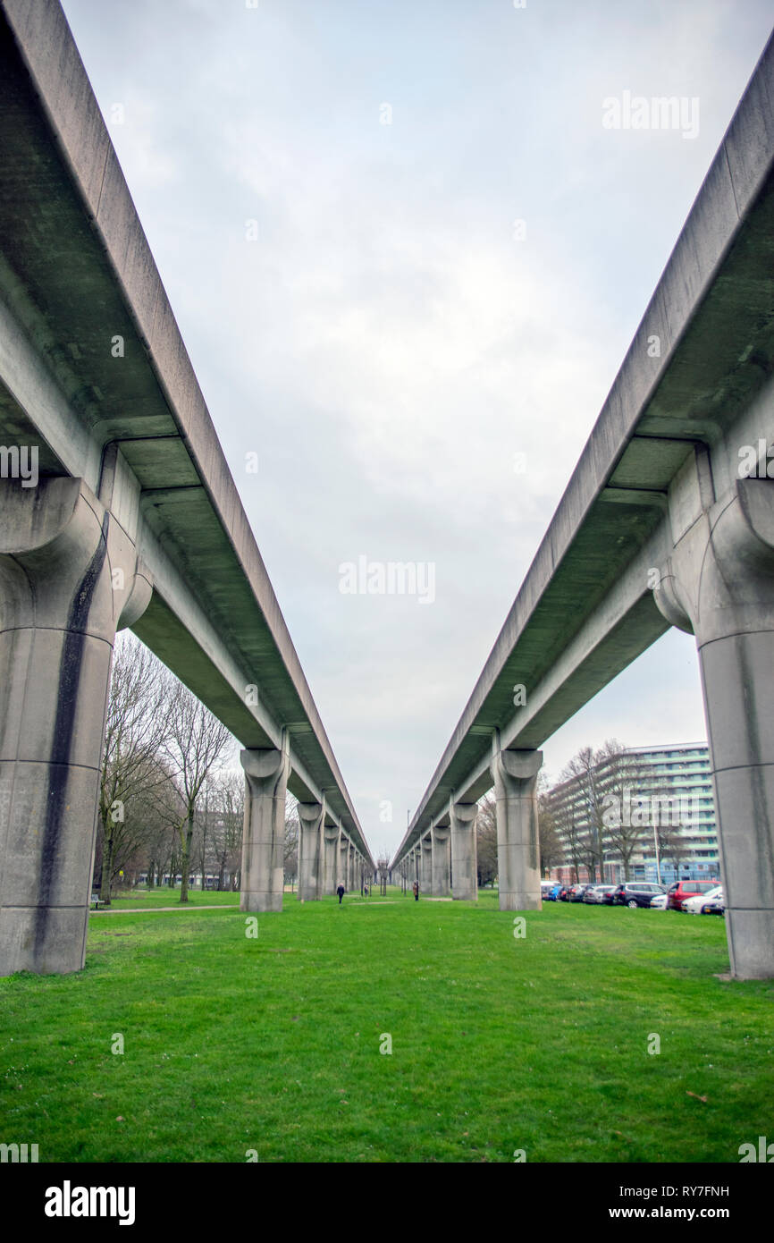 Part Of The Amsterdam Subway Above The Ground Around Station Ganzenhoef At Amsterdam The Netherlands 2019 Stock Photo