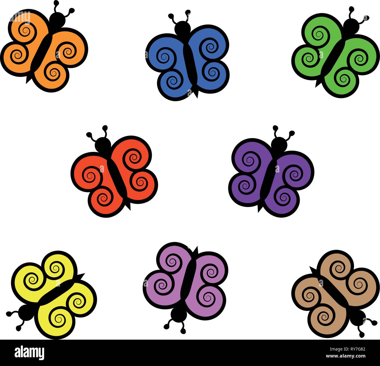 Colorful butterflies on white background vector illustration Stock ...
