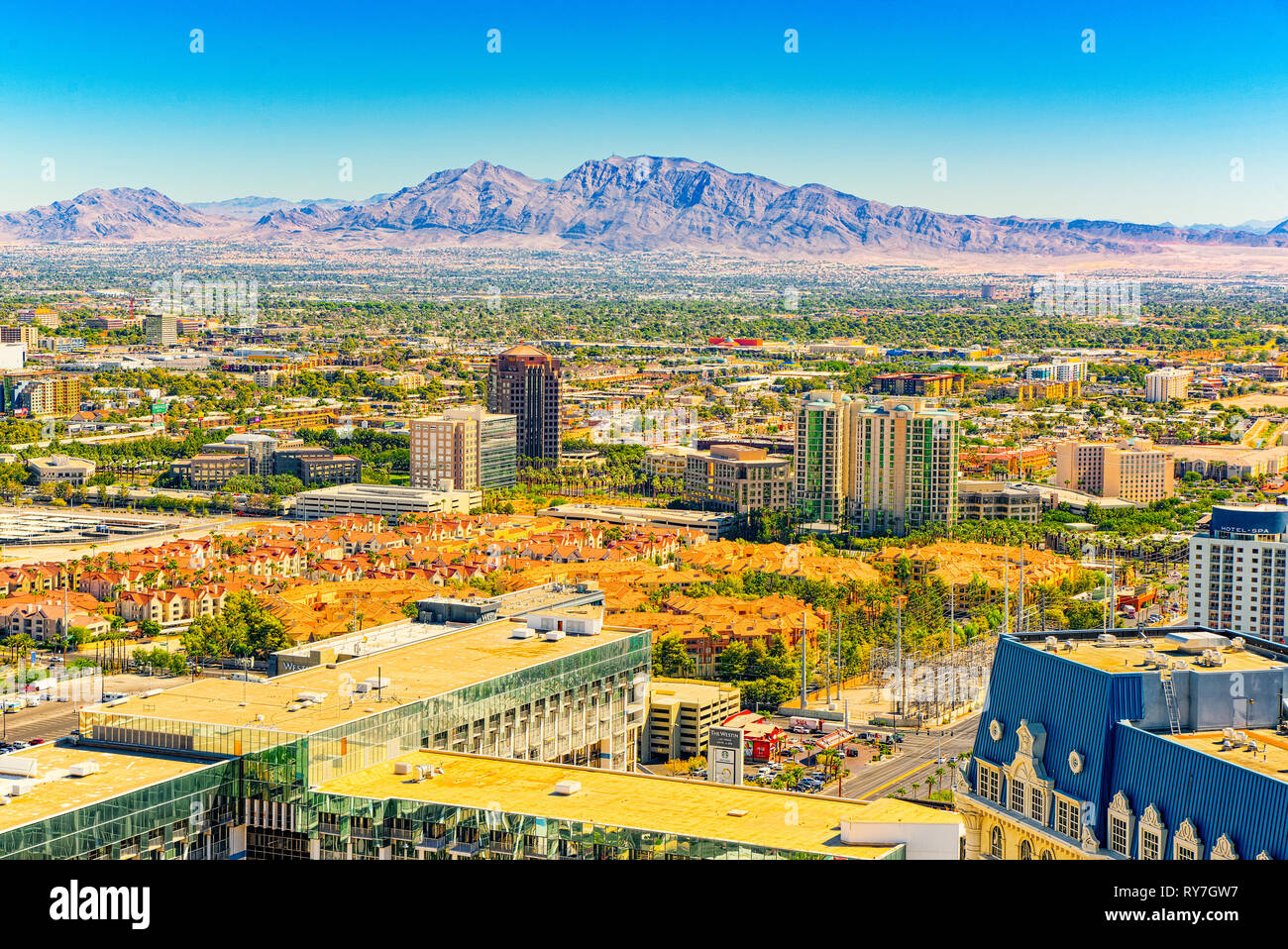 Las Vegas, Nevada, USA - September 17, 2018: Main street of Las Vegas is the Strip. View from above. Stock Photo