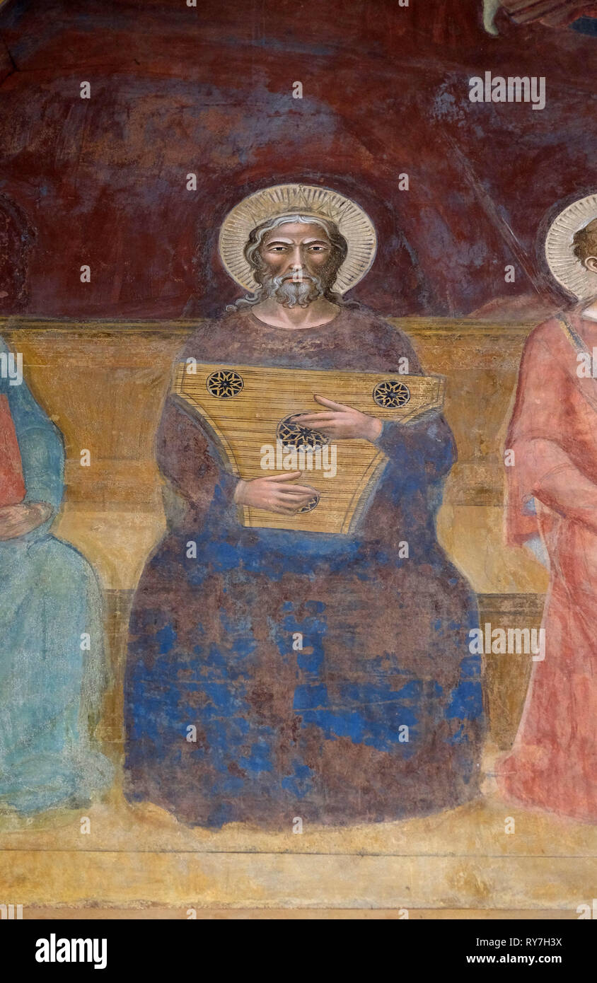 David, detail of the Triumph of St. Thomas Aquinas, fresco in Santa Maria Novella Principal Dominican church in Florence Stock Photo