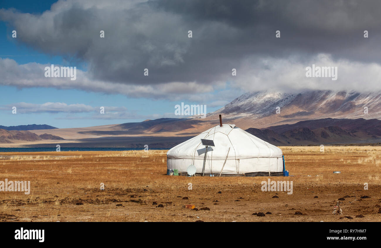 yurt in a landscape of Western Mongolai Stock Photo - Alamy
